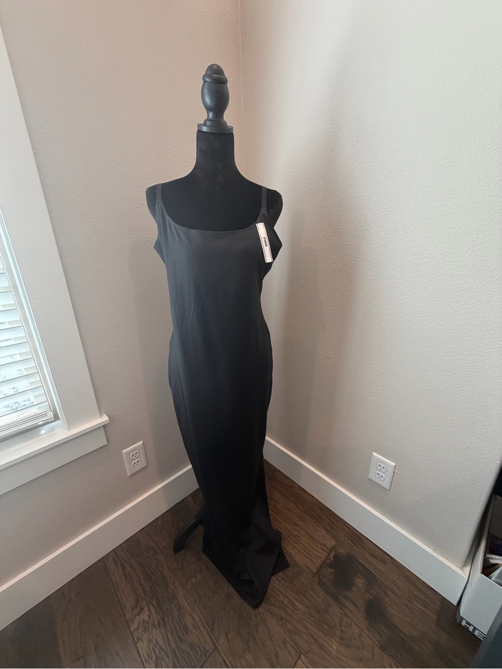 PINK Victoria's Secret Black Slip Maxi Chemise Dress